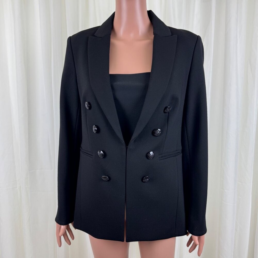Women's T Tahari Military Style Blazer Jacket Office Career Semi Formal Sz 8 BLK